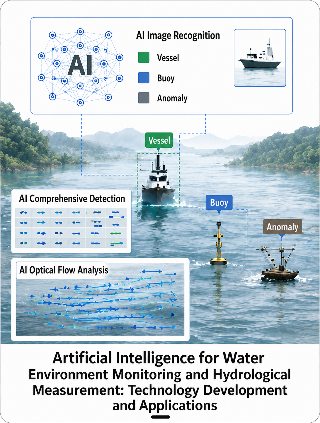 AI applications in water environment monitoring and hydrological measurement